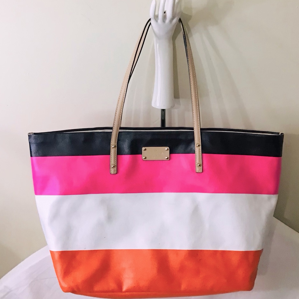 Kate Spade Harmony Cabana Stripe Multi-Color Coated Canvas Tote